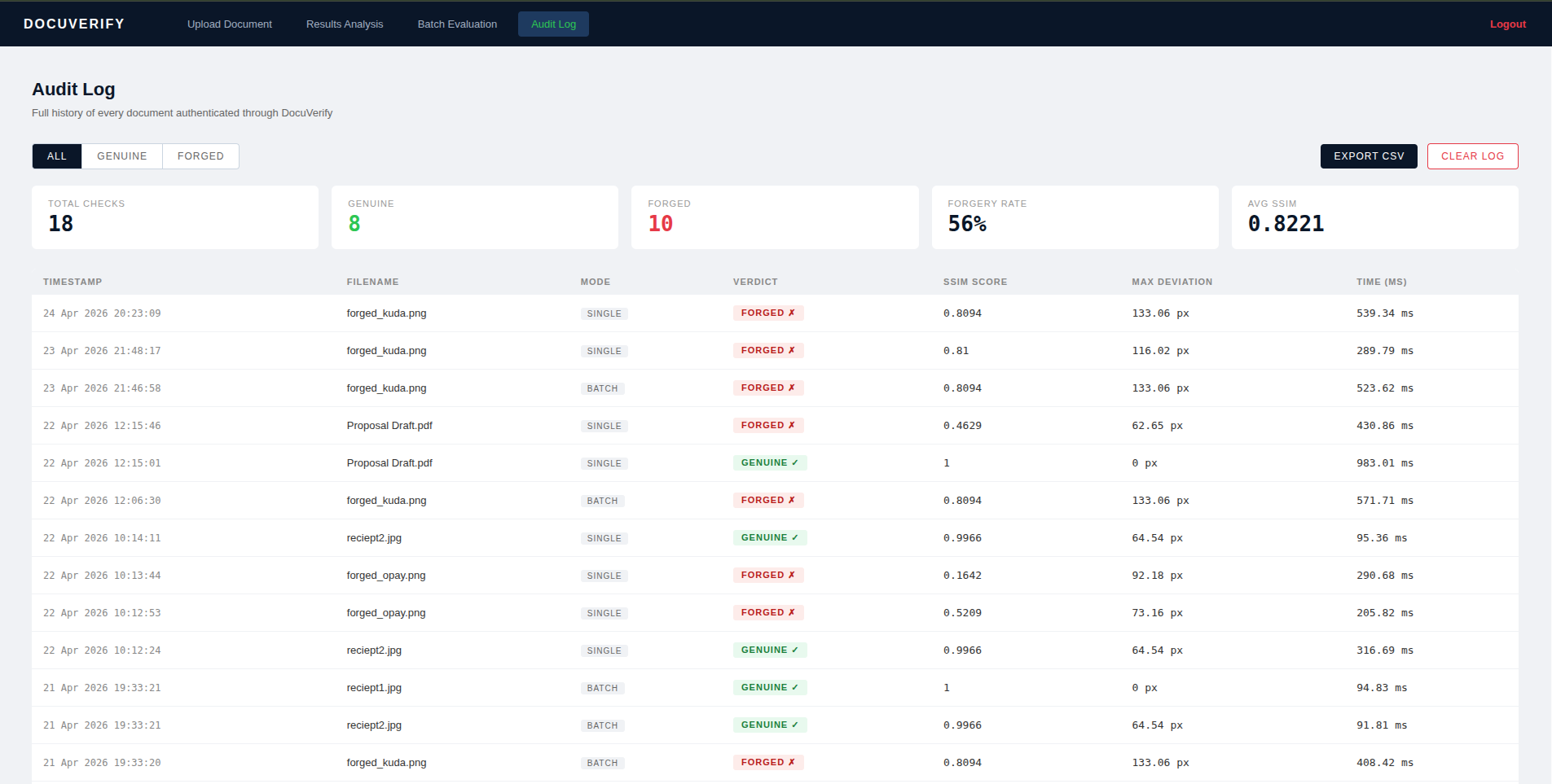 DocuVerify document authentication platform mockup